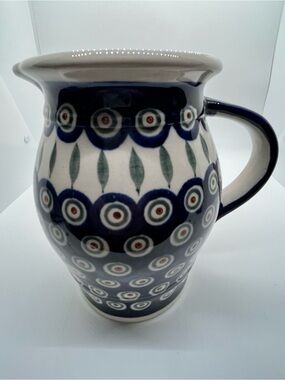 Blue Rose Boleslawiec Polish Glazed Handmade Ceramic Pottery Pitcher